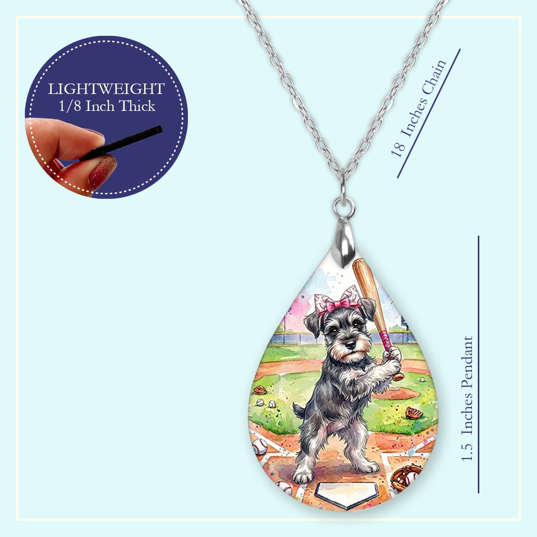 18 inch chain length guide for the Schnauzer baseball teardrop pendant necklace