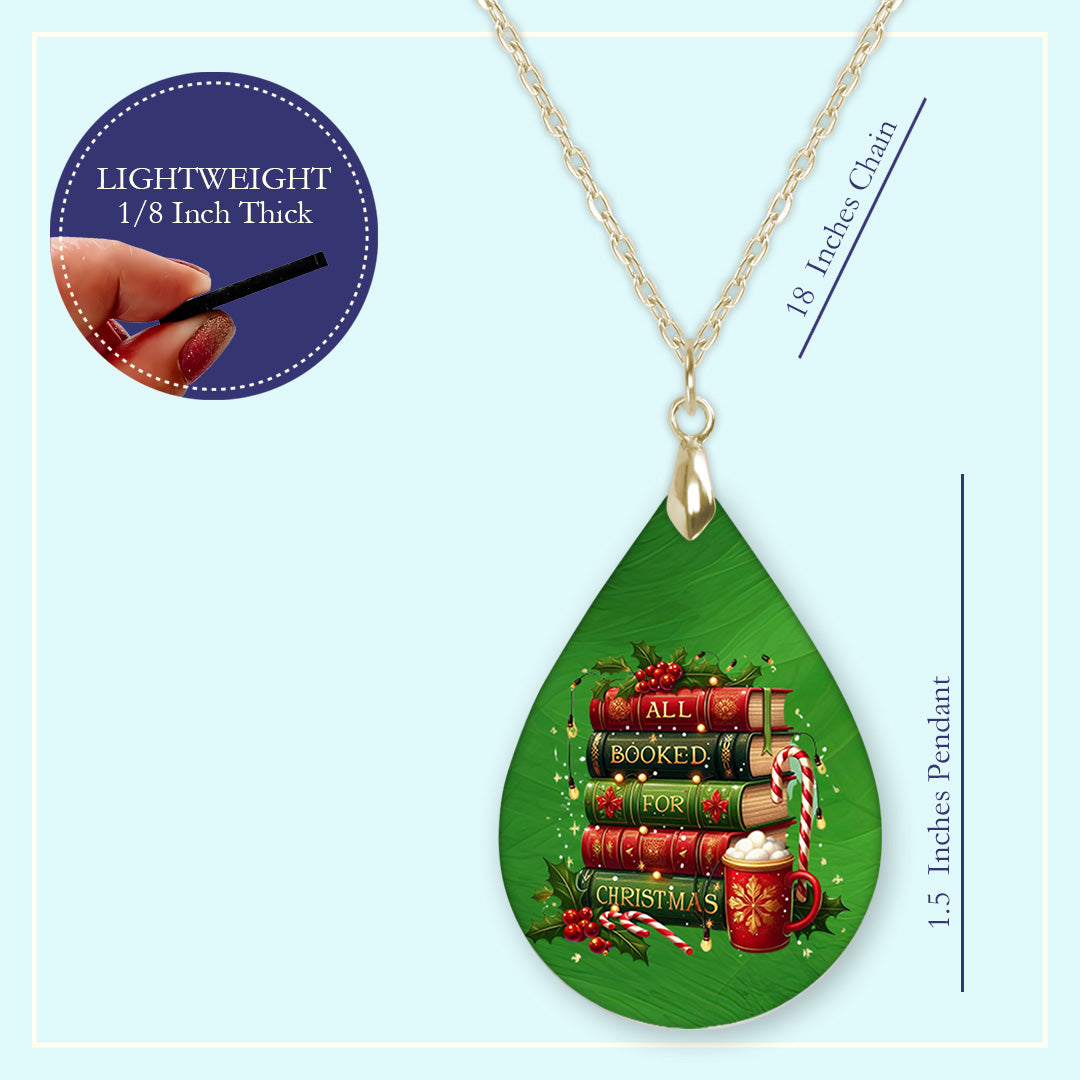 18 inch chain length guide for the All Booked for Christmas teardrop pendant necklace