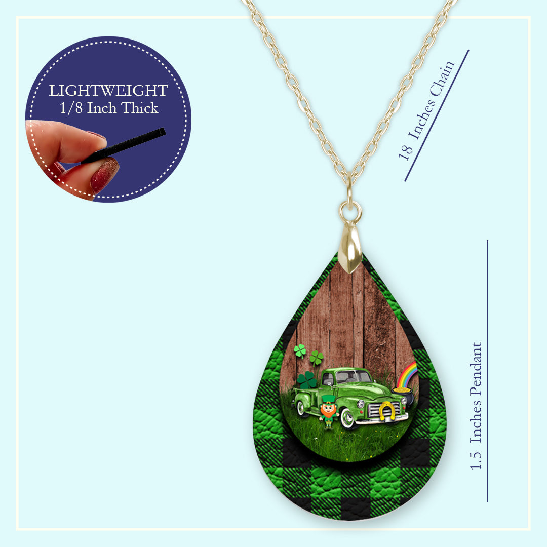 St. Patrick's Day Truck Teardrop Earrings – Green Clover