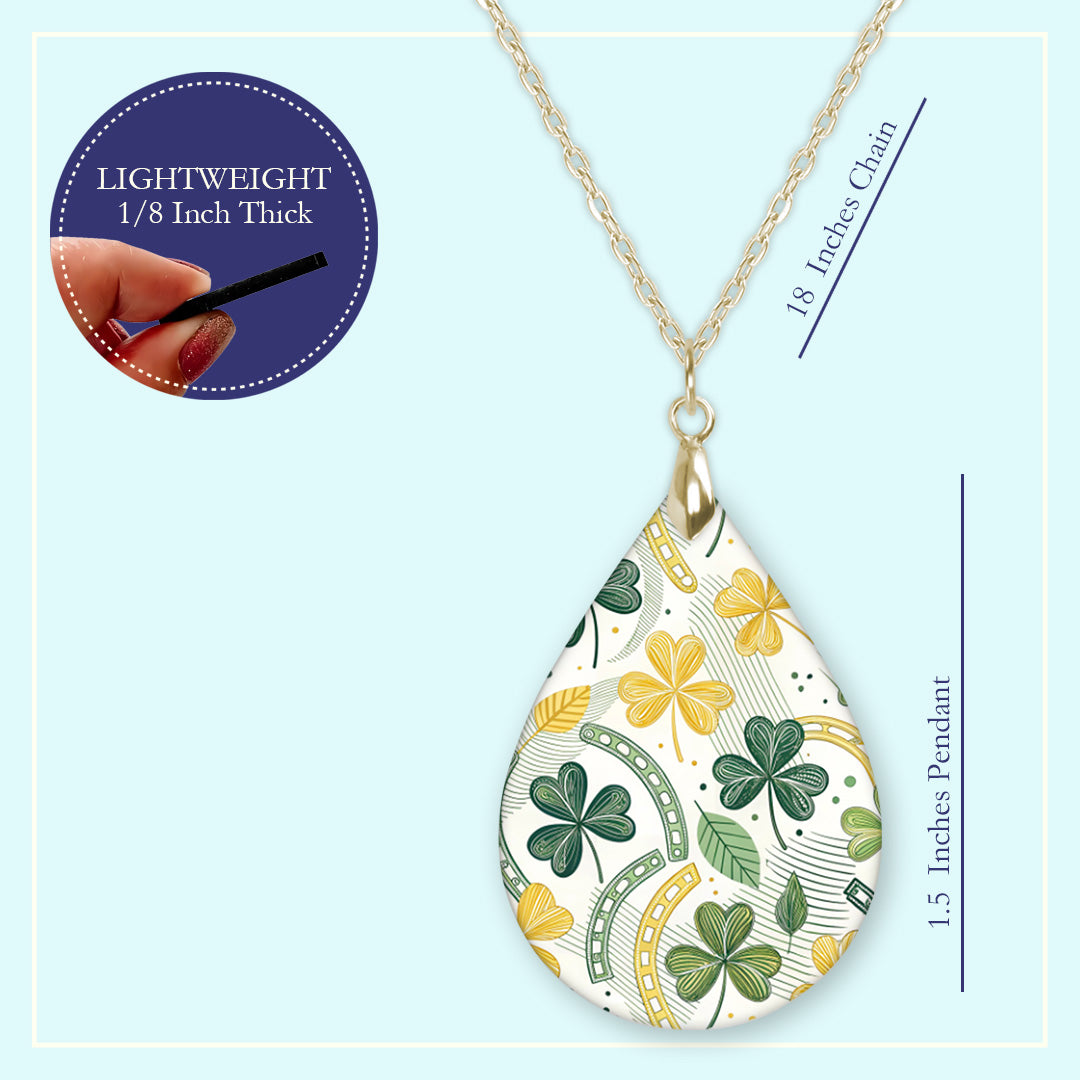 Minimal Shamrock Teardrop Earrings – Green and Gold St. Patrick’s Day Dangle Earrings