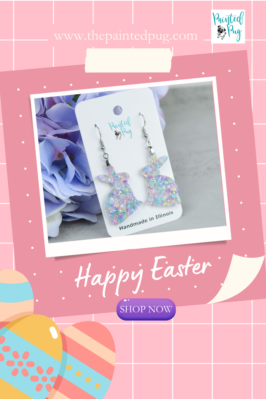 Easter Earrings for Women Purple Glitter Acrylic