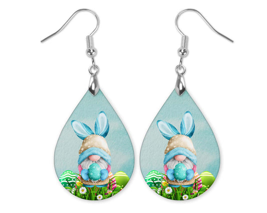 Easter Gnome Earrings Teal Easter Eggs