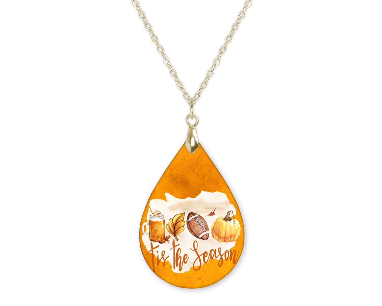 Fall Tis The Season Teardrop Shape Necklace