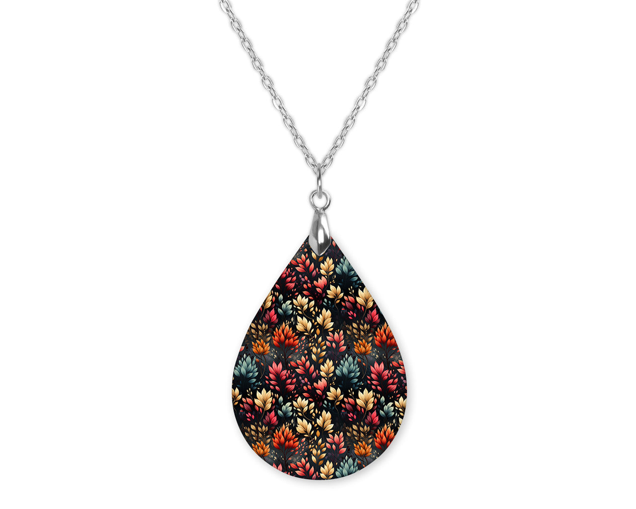 Fall Foliage Teardrop Shape Necklace