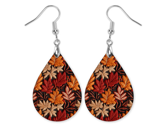 Fall Leaves Dangle Teardrop Earrings
