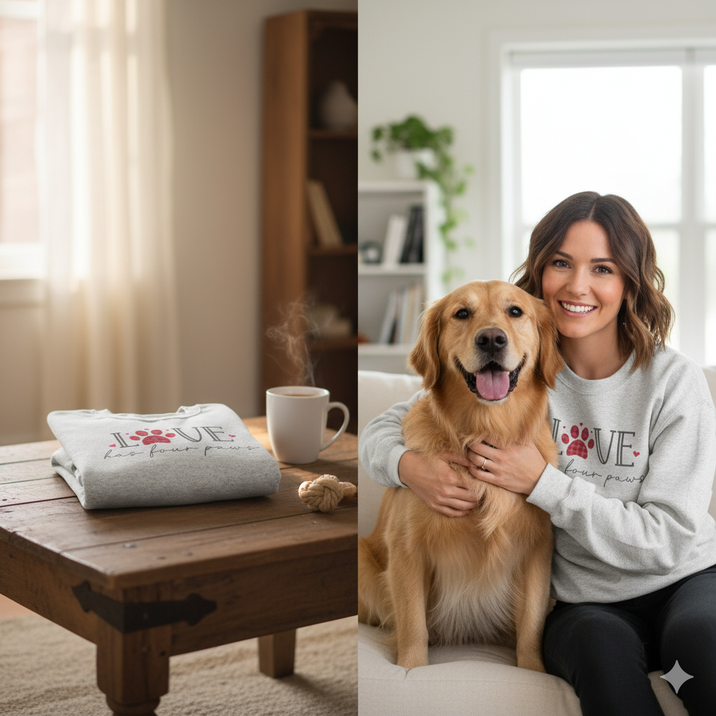 Love Has Four Paws Sweatshirt | Cozy Unisex Pet Lover Gift