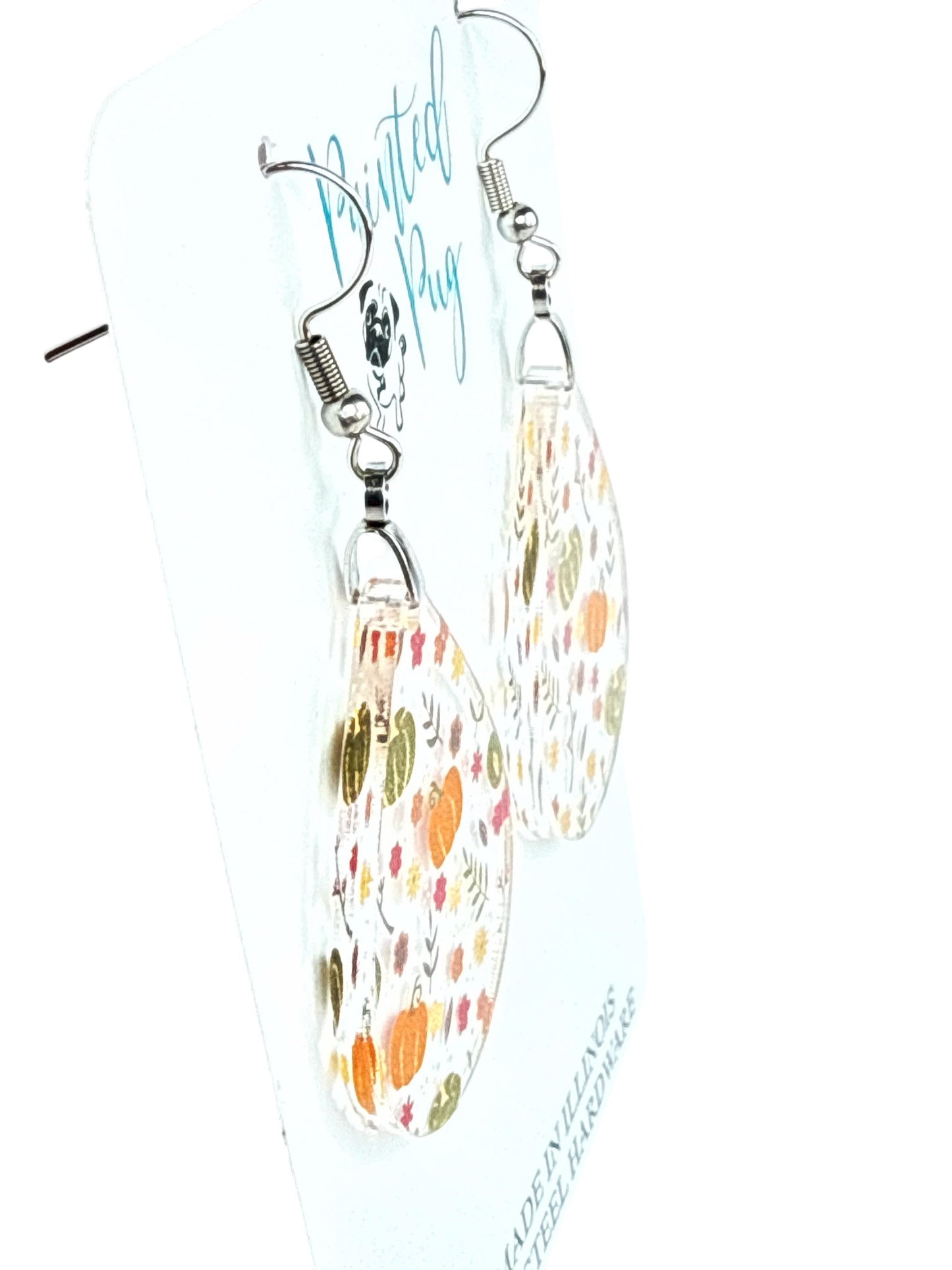 Fall Pumpkin Earrings for Women Acrylic Teardrop