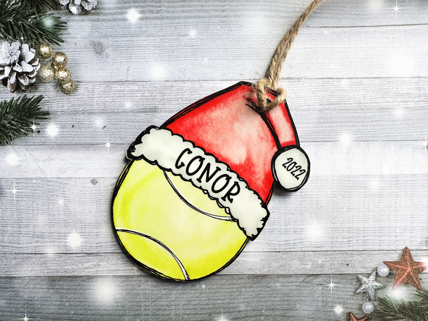 Personalized Tennis Ornament – Custom Name, Number & Year