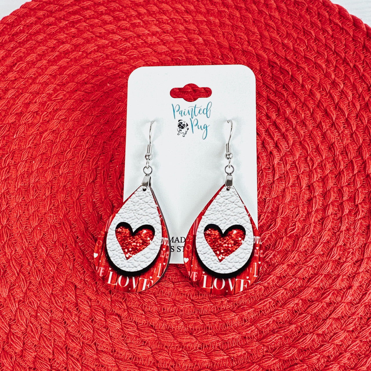 Valentine's Day Heart Teardrop Earrings - Handmade in Illinois