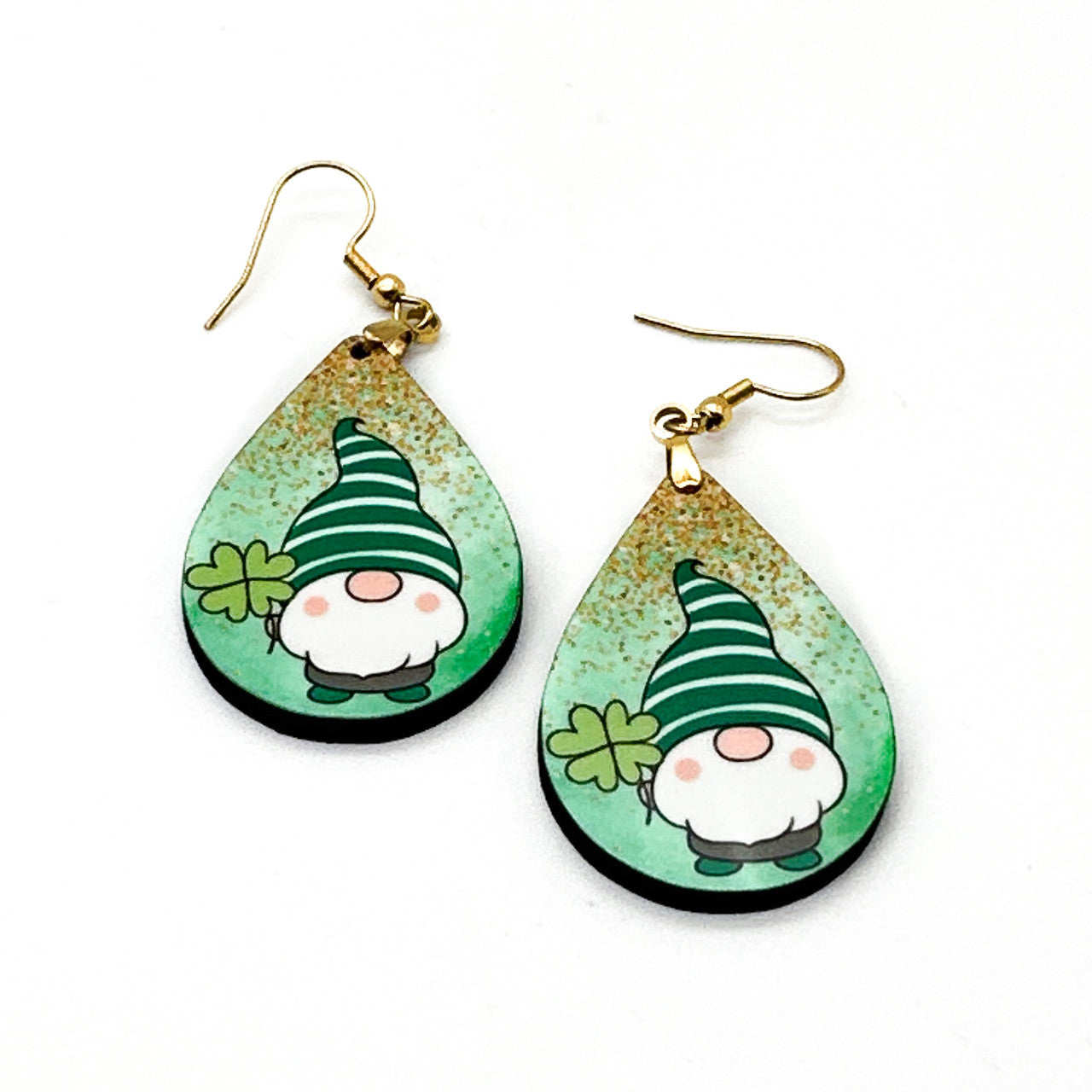 Gnome Leprechaun St. Patrick's Day Teardrop Earrings