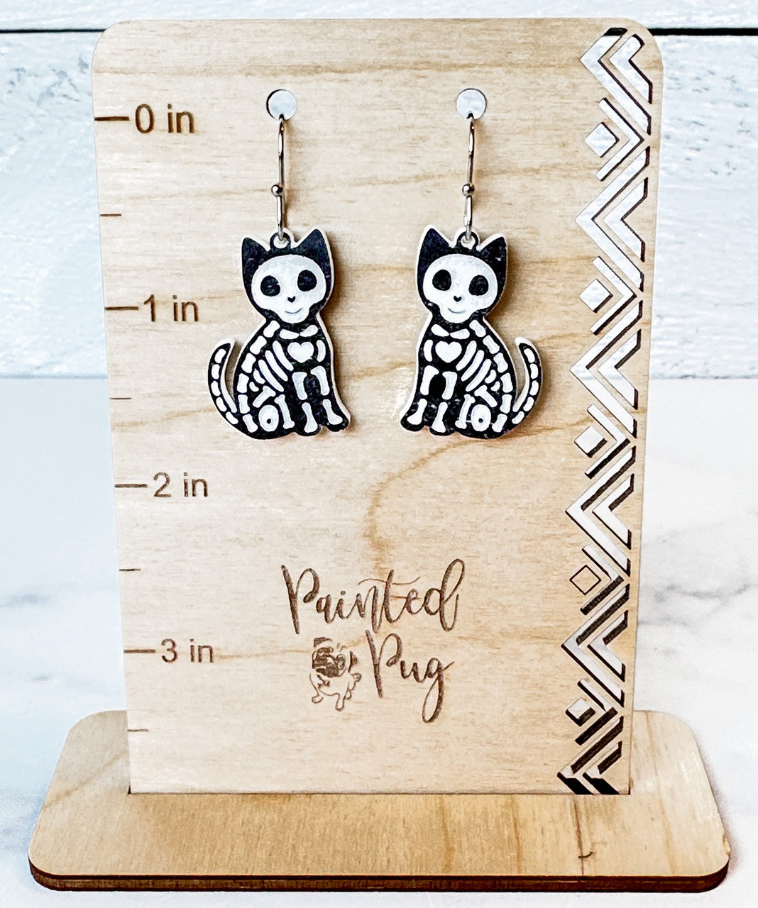 Cat Skeleton Halloween Dangle Earrings for Women