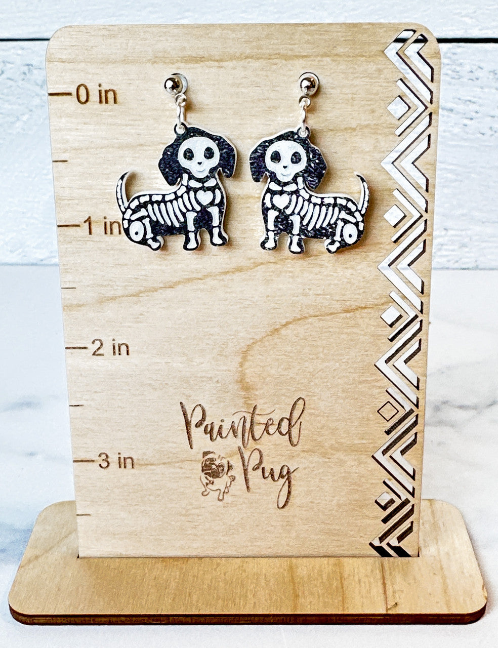 Weiner Dog Dachshund Skeleton Halloween Dangle Earrings for Women