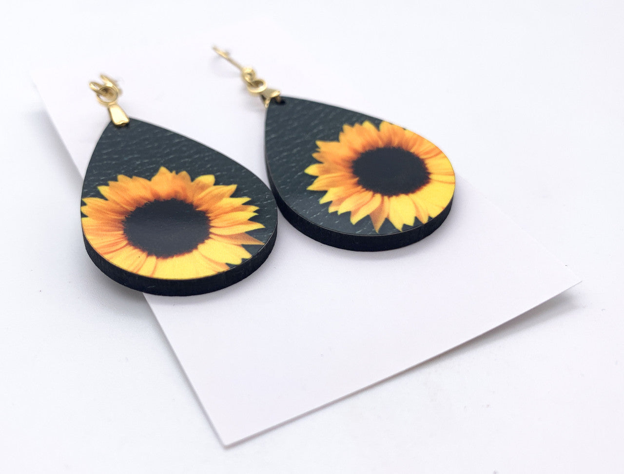 Handmade Sunflower Teardrop Earrings – Floral Statement Jewelry for Any Season