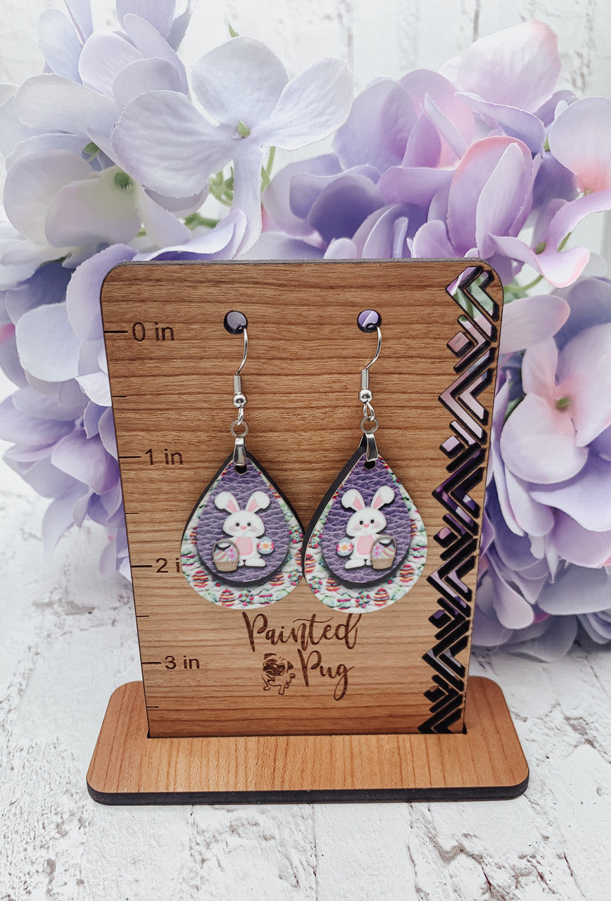 Easter Bunny & Eggs Teardrop Earrings