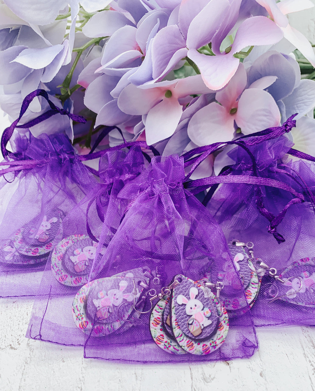 Easter Bunny & Eggs Teardrop Earrings