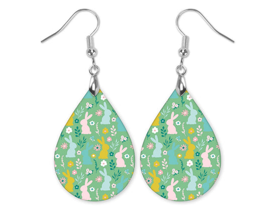Green Easter Bunnies Dangle Earrings for Women
