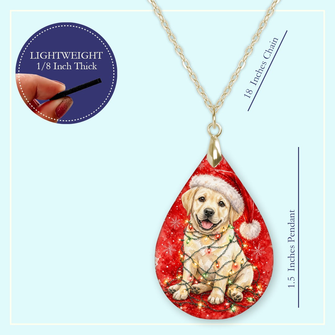 18 inch chain length guide for the Yellow Lab Christmas Lights teardrop pendant necklace