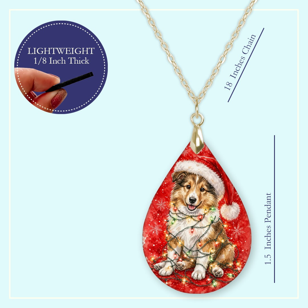 18 inch chain length guide for the Collie Christmas Lights teardrop pendant necklace