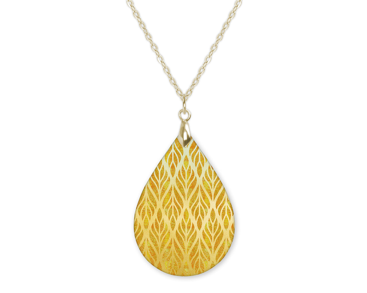 Mustard Gold Boho Teardrop Shape Necklace