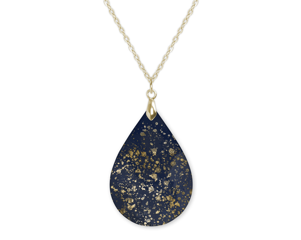 Navy Gold Teardrop Shape Necklace