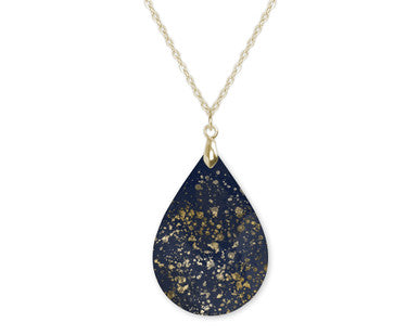 Navy Gold Teardrop Shape Necklace