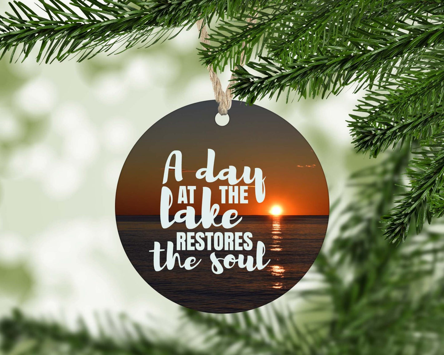 A Day at the Lake Restores the Soul Christmas ornament