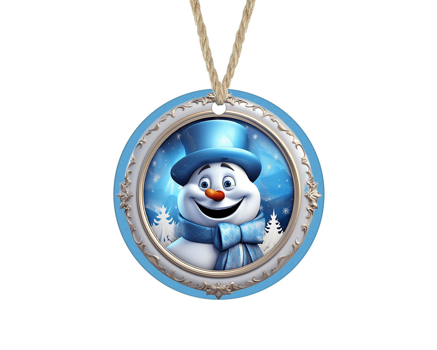 Blue snowman winter Christmas ornament