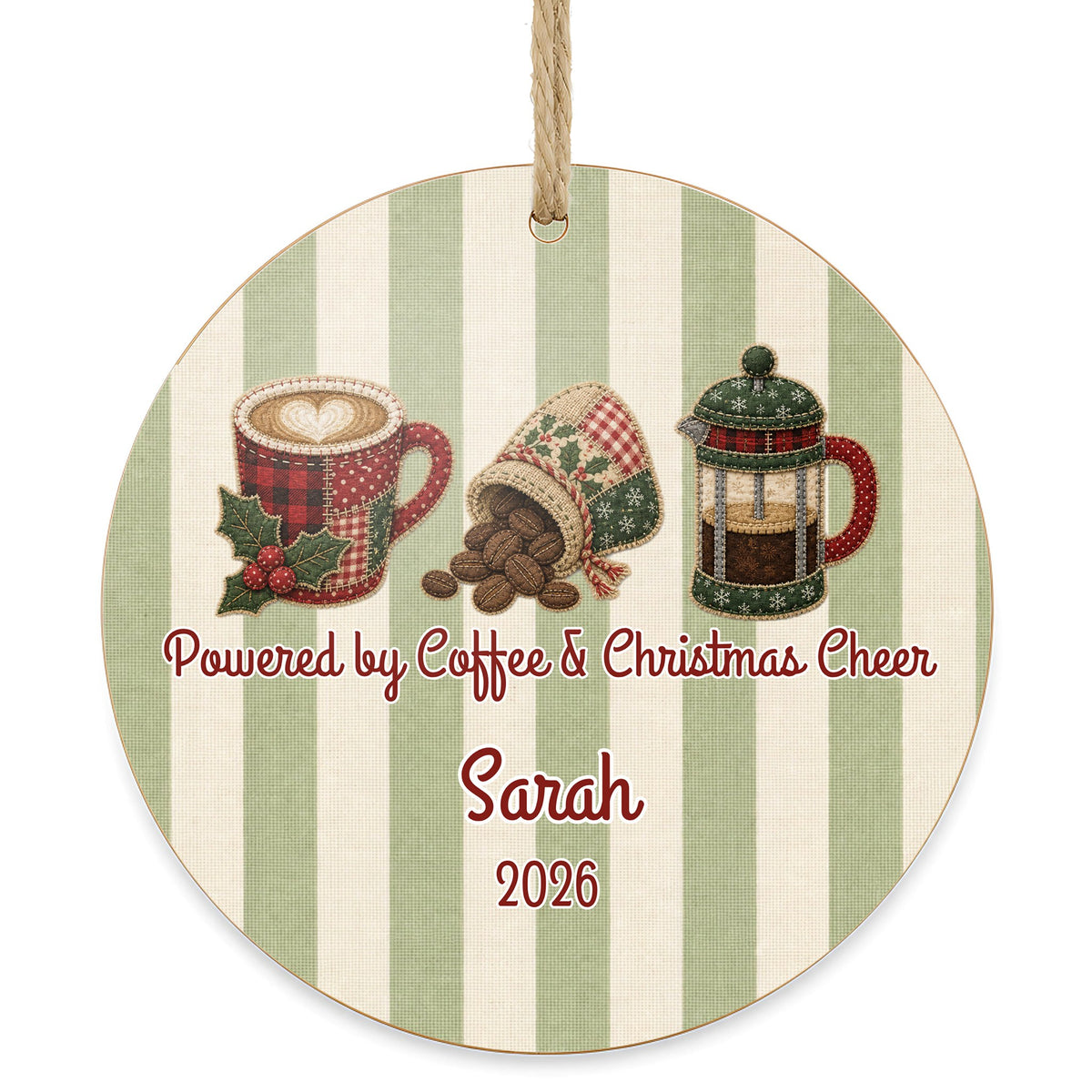 Personalized Coffee Ornament on white