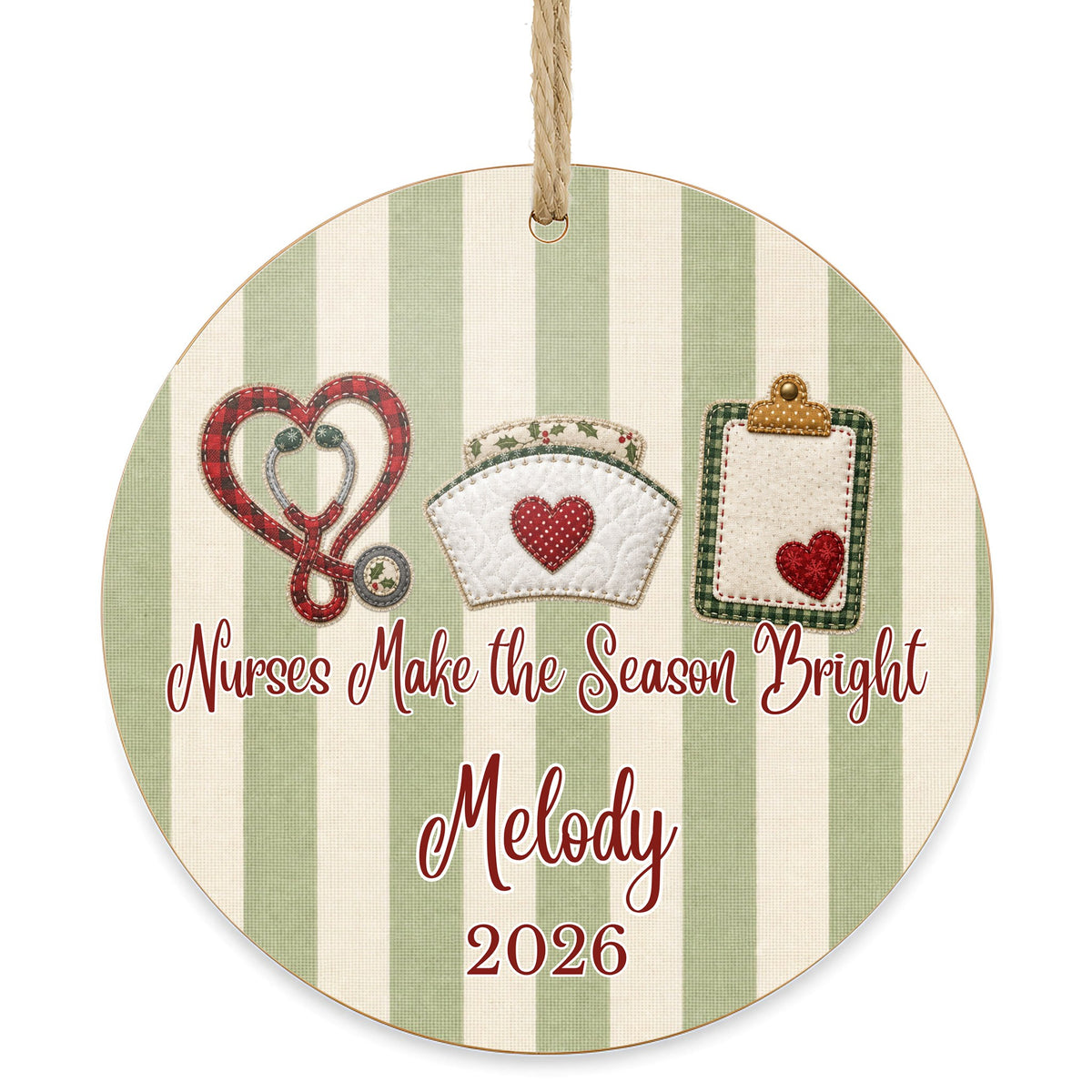 Personalized Nurse Ornament on white