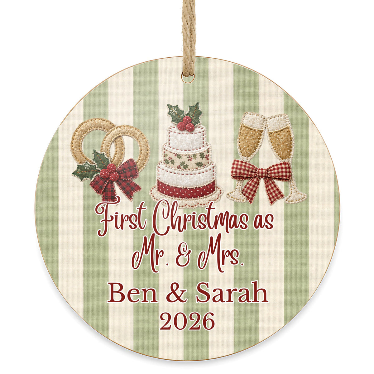 Personalized First Christmas as Mr & Mrs Ornament on white