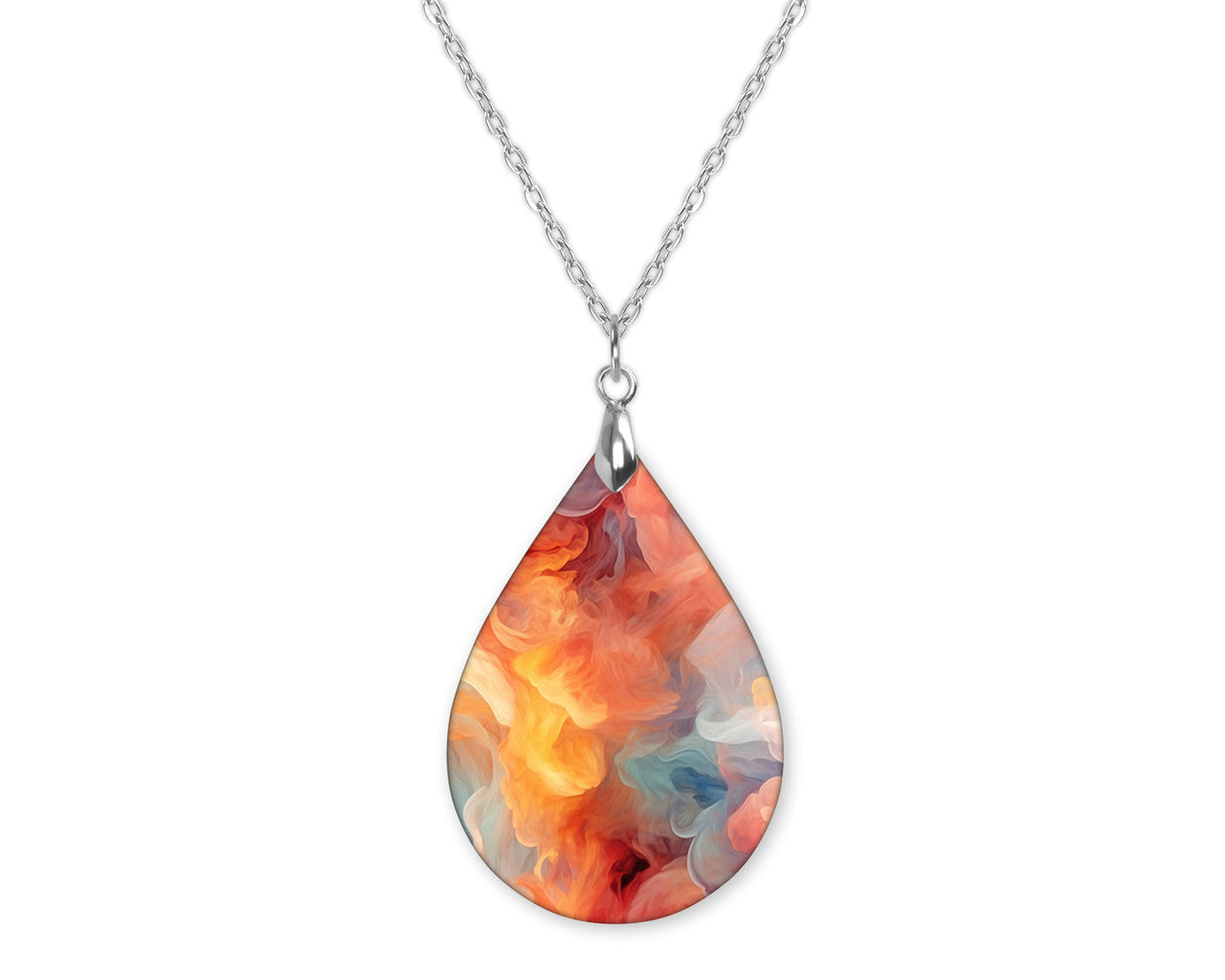 Peach Smoke Teardrop Shape Necklace