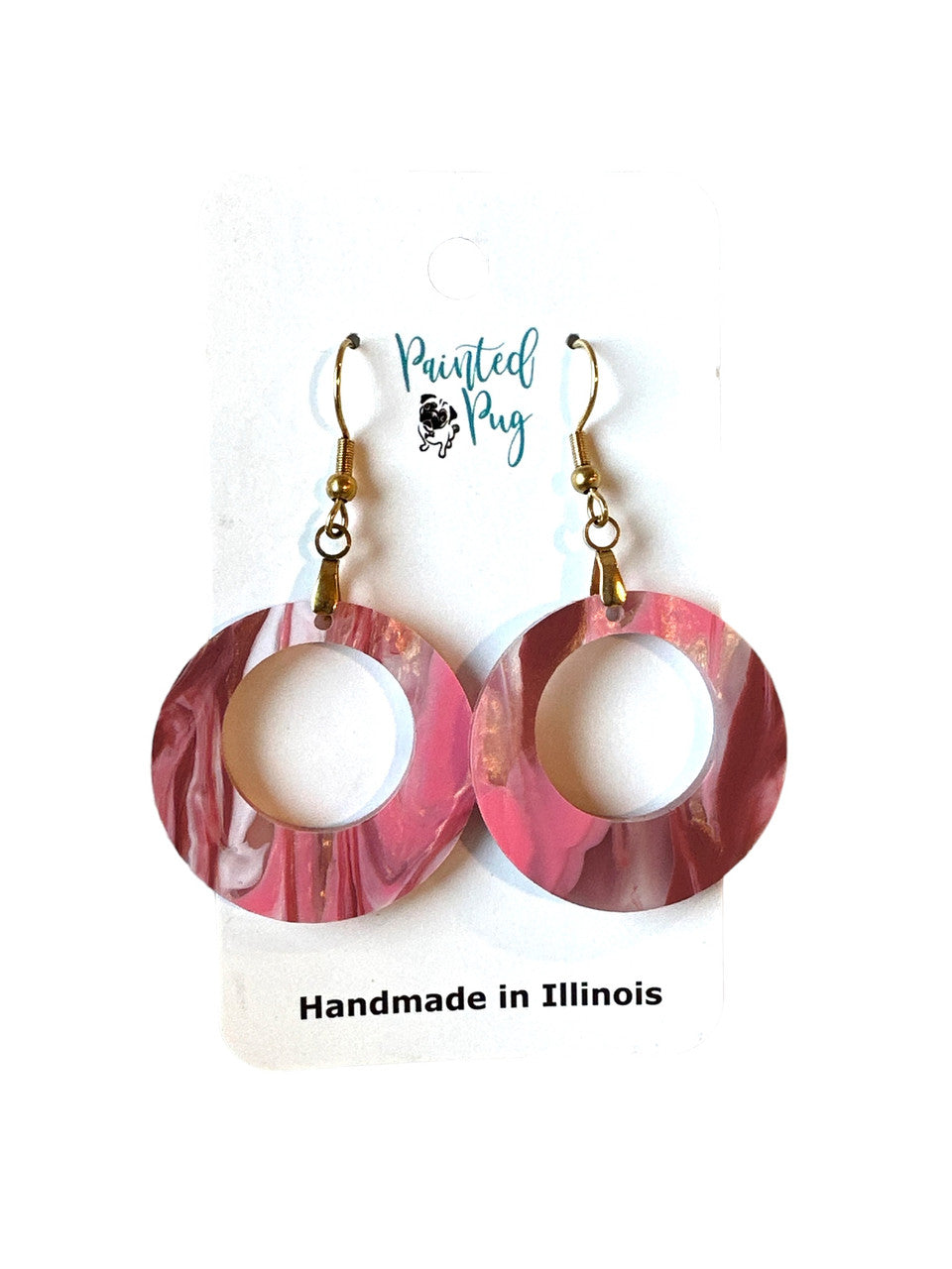 Pink Marble Round Dangling Acrylic Earrings Stylish Earrings For Women Boho Earrings