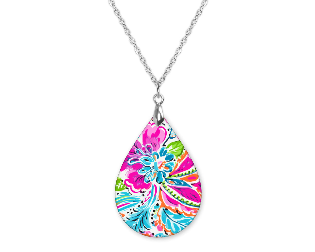 Pink Paisley Teardrop Shape Necklace