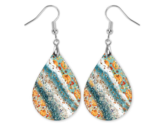 Fall Earrings Teal Pumpkin Milkyway