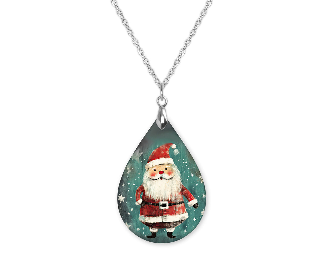 Rustic Santa Teardrop Shape Necklace