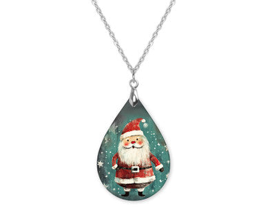 Rustic Santa Teardrop Shape Necklace