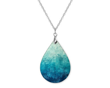 Teal Ombre Boho Teardrop Shape Necklace