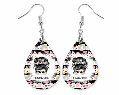 Teacher Life Teardrop Dangle Earrings