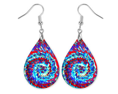 Tie Dye Hippie Hipster Boho Teardrop Dangle Earrings