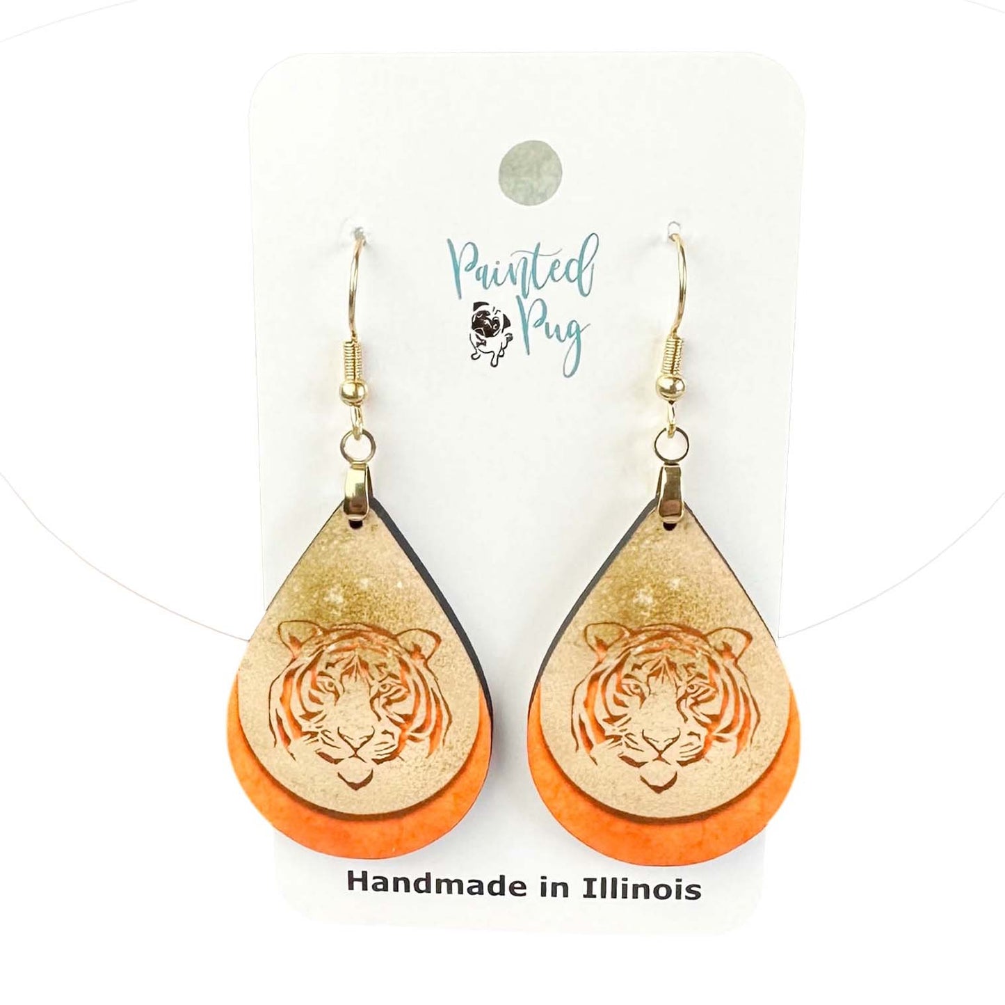 Tiger Orange and Gold Teardrop Earrings – Gameday Statement Jewelry