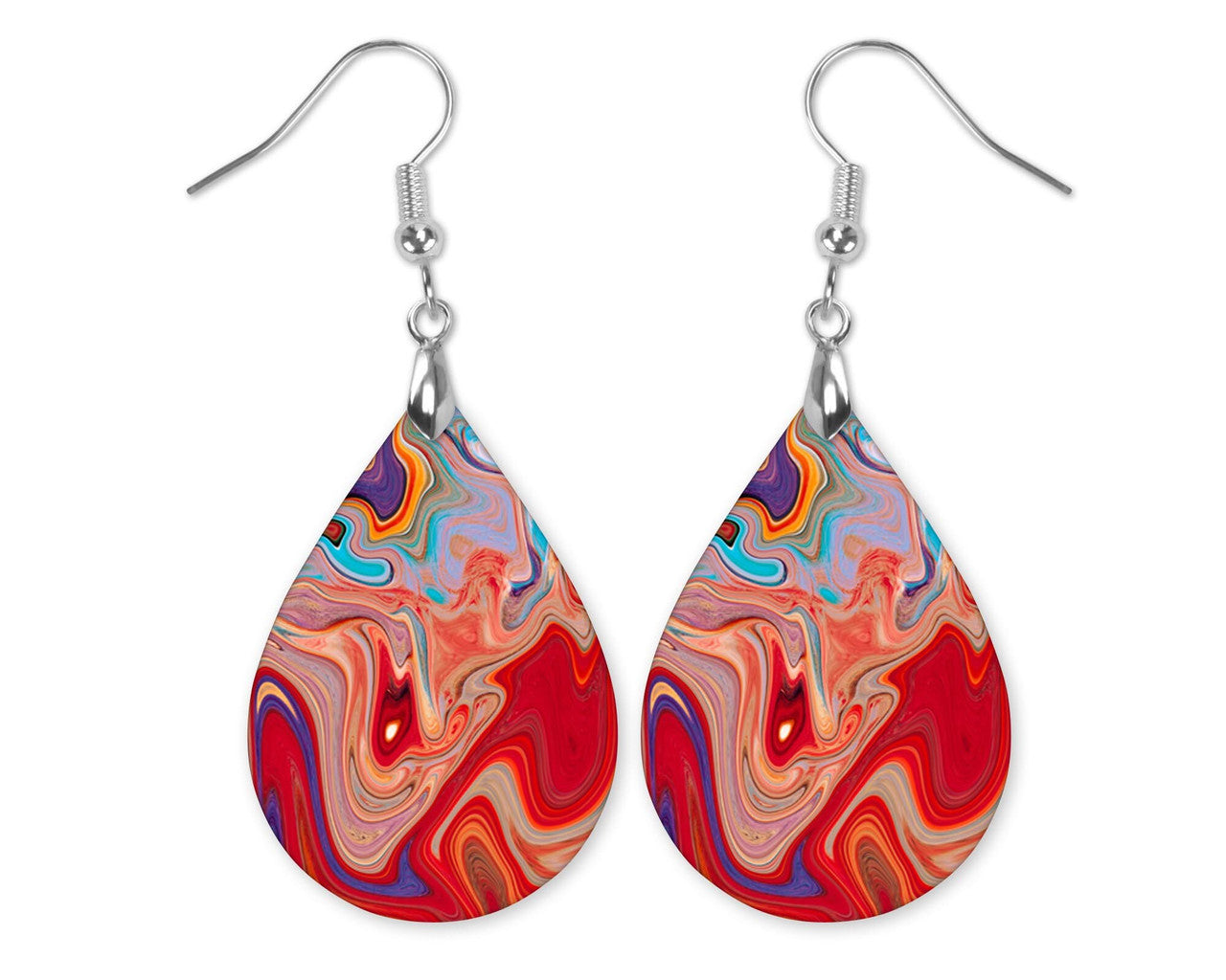 Red Swirl Aesthetic Boho Teardrop Earrings