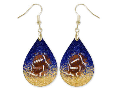 Blue & Gold Football Earrings