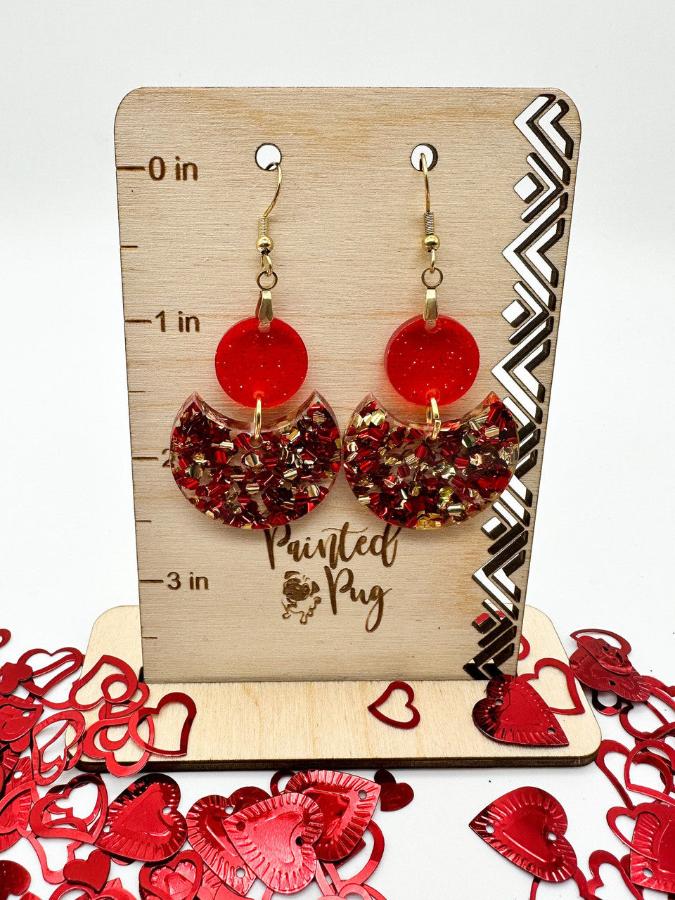 Red Gold Boho Aesthetic Dangle Earrings