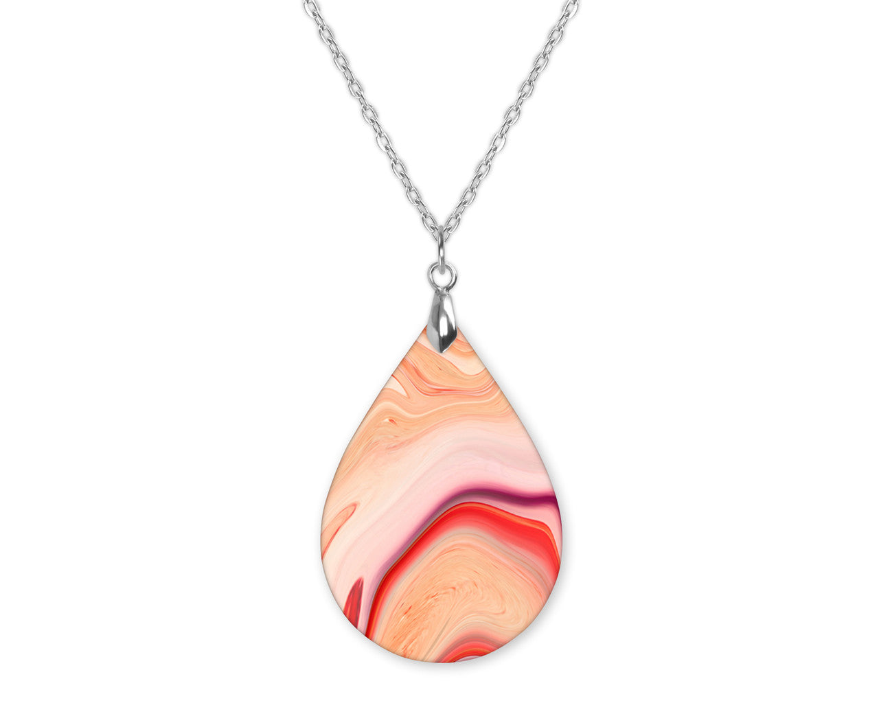 Peach Swirl Teardrop Shape Necklace