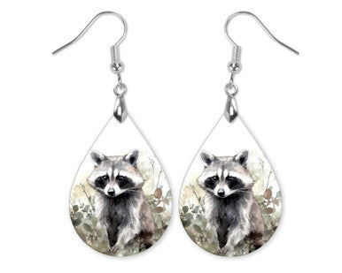 Raccoon Nature Teardrop Earrings
