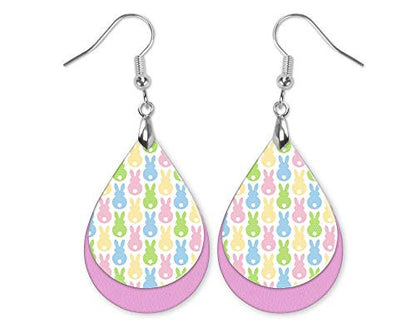 Easter Bunny Marshmallow Shape Teardrop Dangle Earrings