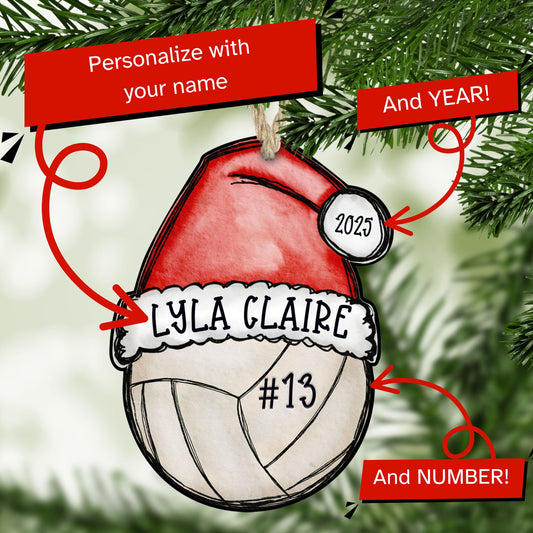 Personalized Volleyball Ornament – Custom Name, Number & Year