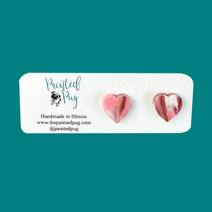 Valentine's Day heart Shaped Pink Stud Earrings