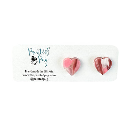 Valentine's Day heart Shaped Pink Stud Earrings