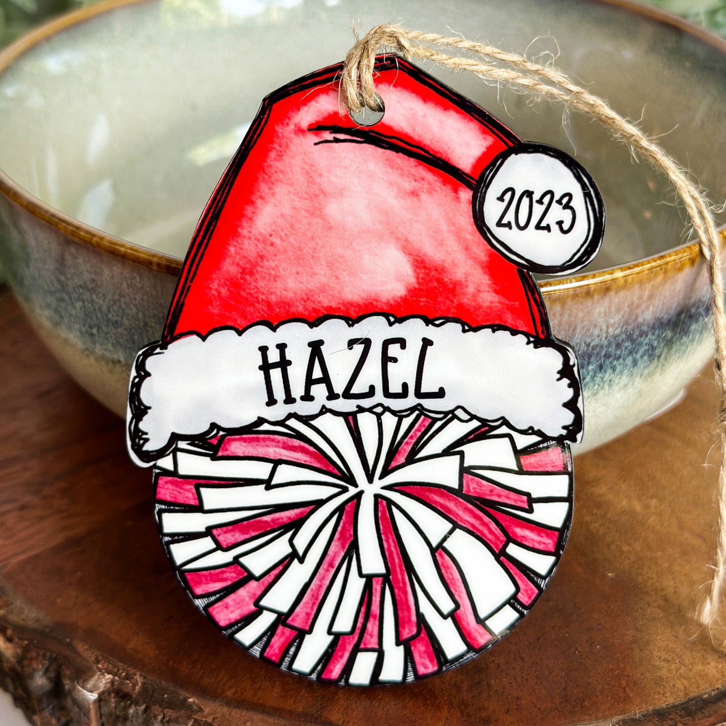 Personalized Cheer Pom Ornament – Custom Name, Number & Year